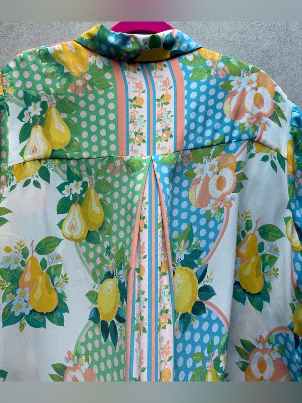 Rose & Olive Yellow Green Blue Fruit-Print Button Down Shirt - Picture 16 of 16